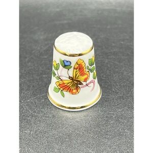 Aynsley China Ceramic Sewing Thimble Butterfly‎ & Flower Gold Trim Vintage